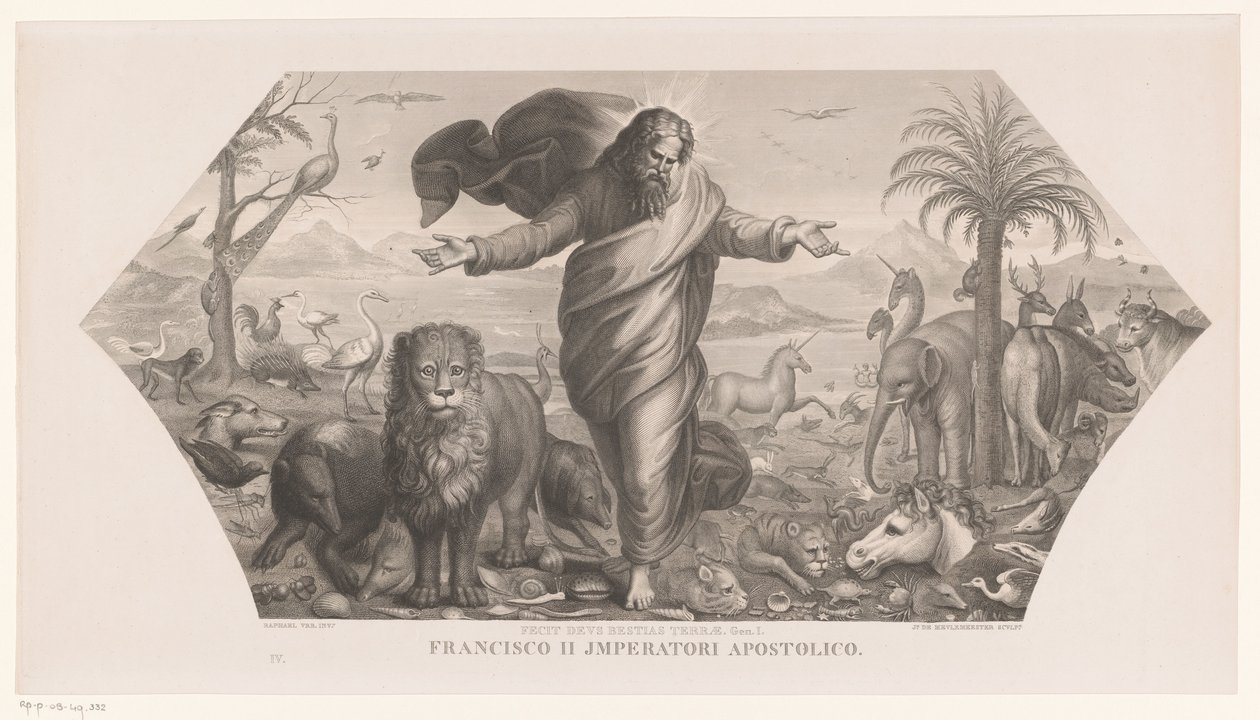 Hayvanların yaratılması Fecit deus bestias terrae (nesne üzerindeki başlık) Yaratılış (dizi başlığı) by Jozef Karel De Meulemeester