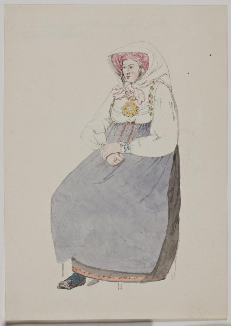 Yerel kostümlü oturan kadın by Jørgen Roed