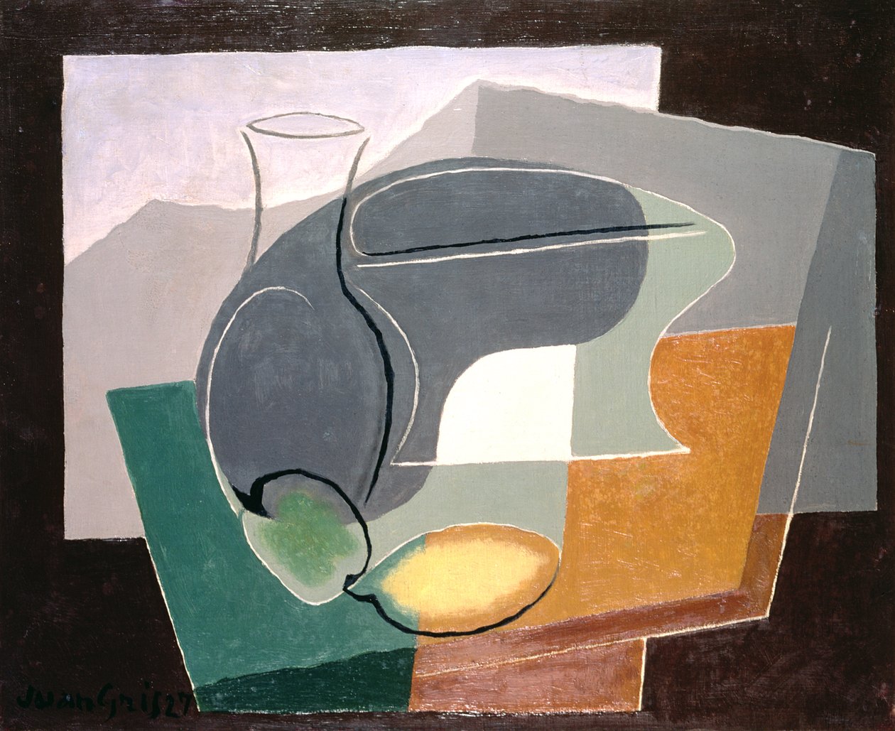 Meyve tabağı ve sürahi, 1927 by Juan Gris