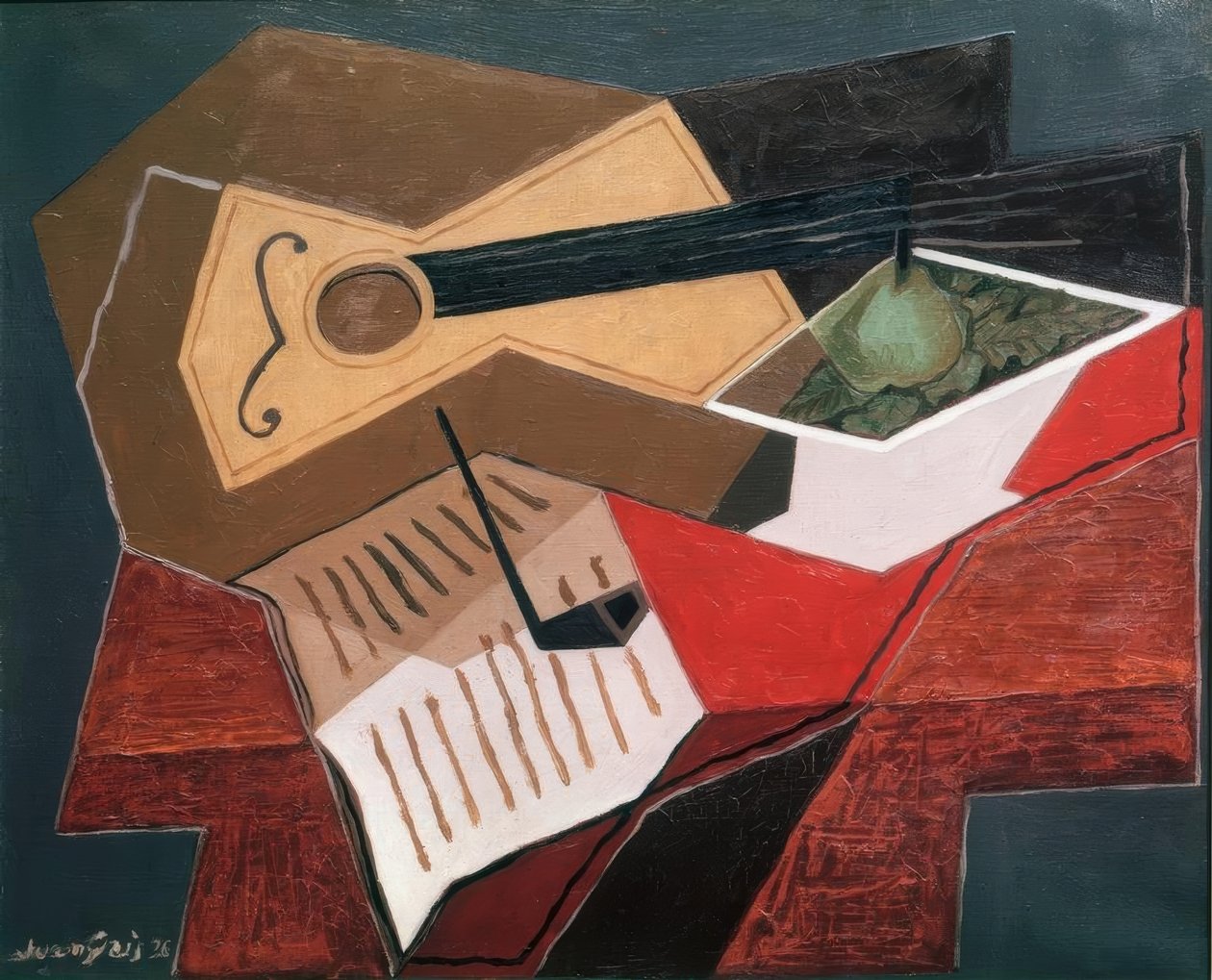 gitar ve meyve kasesi by Juan Gris