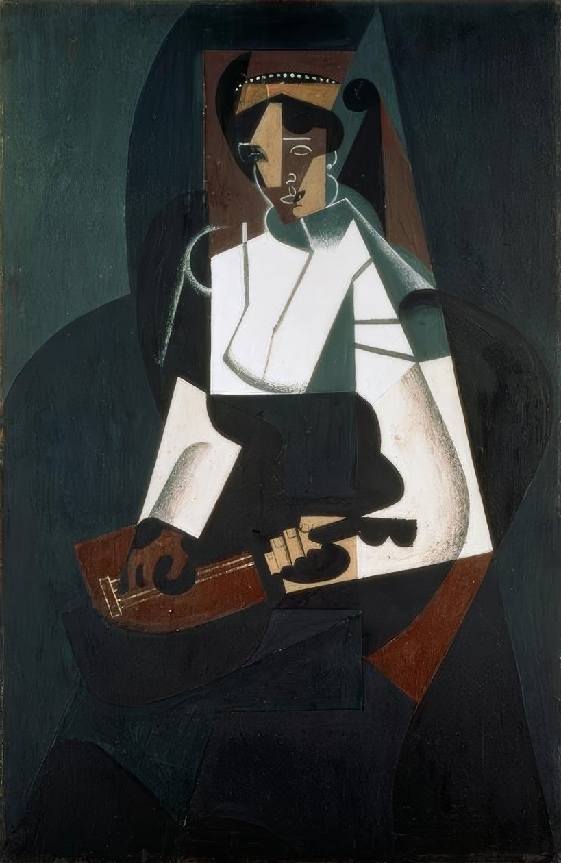 mandolin olan kadın by Juan Gris