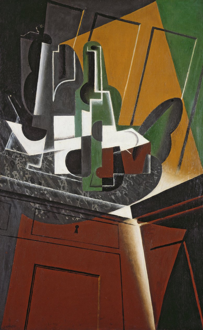Büfe, 1917 (kontrplak üzerine yağlı boya) by Juan Gris