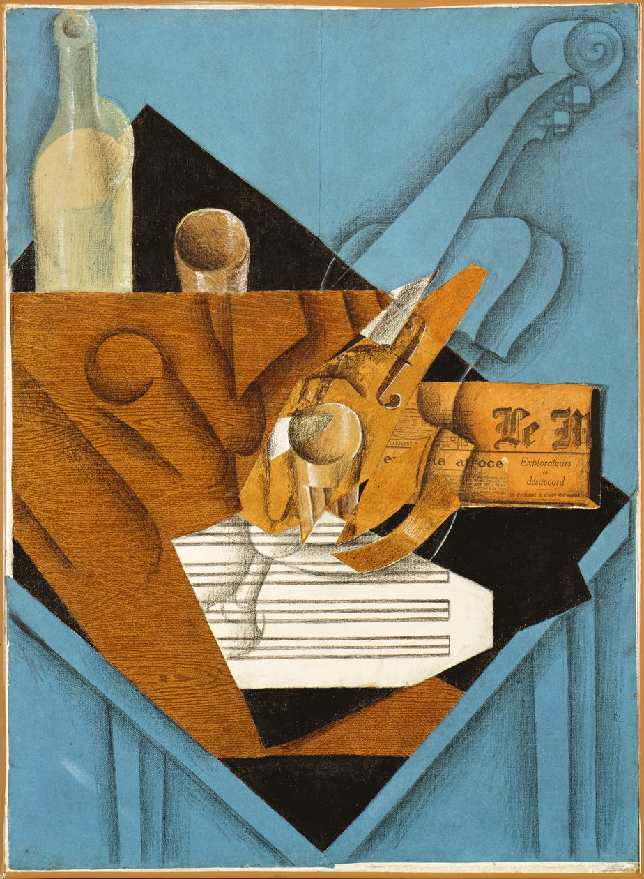 Müzisyenler masası, 1914 (kolaj) by Juan Gris