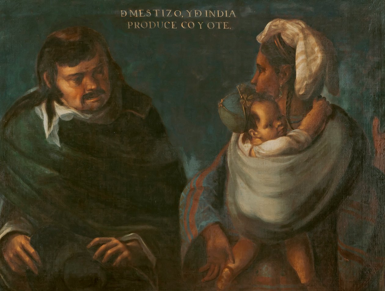Mestizo ve Hintli Bir Coyote Üretiyor, c.1715 by Juan Rodríguez Juárez