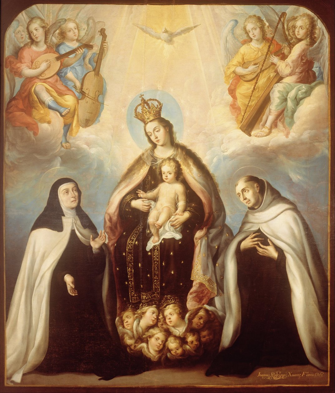 Aziz Theresa ve Haçlı Aziz John ile Carmen Bakiresi by Juan Rodríguez Juárez