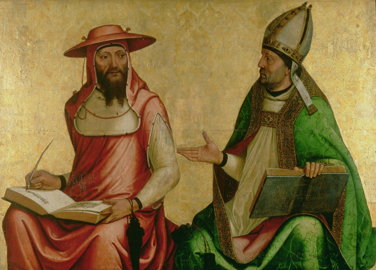 St. Jerome ve St. Ambrose, c.1510 (panelde tempera ve altın rengi) by Juan de Borgoña