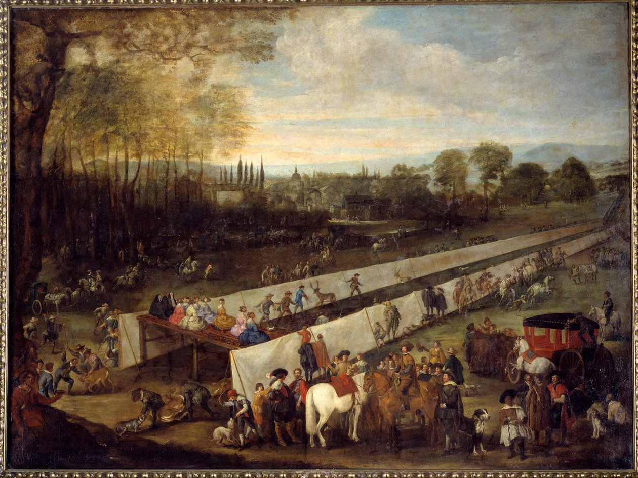 La chasse de tabladillo a Aranjuez Tablosu Juan Bautista del Mazo (1612-1667) 17. yüzyıl Madrid, Musee du Prado by Juan Bautista Martinez del (attr. to) Mazo
