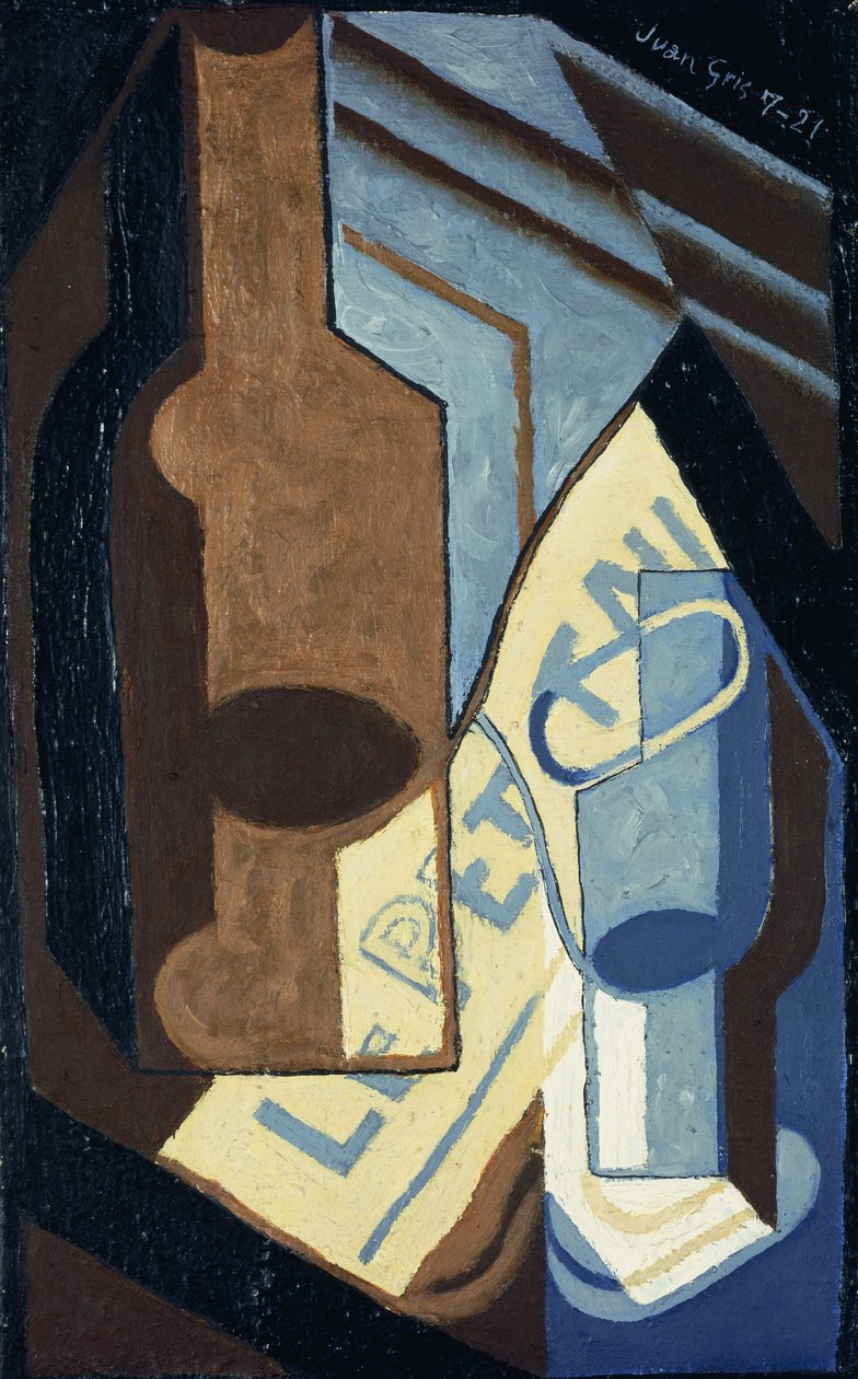 Şişe ve Cam; Şişe ve Bardak, 1921 by Juan Gris