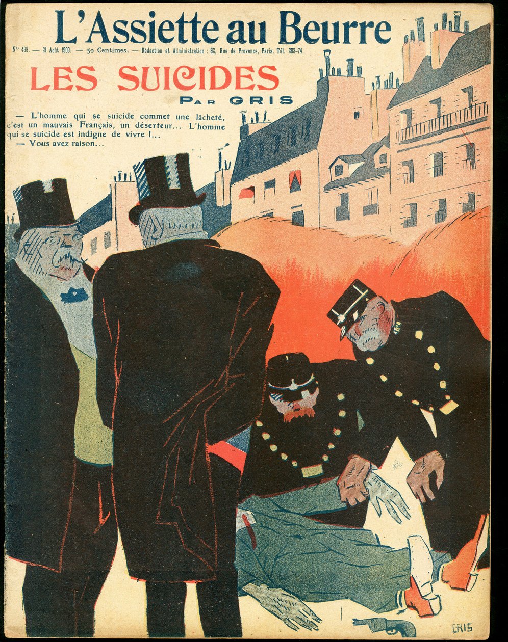 “L’Plate au beurre”” kapağı, 438 numara, satirik renklerde by Juan Gris