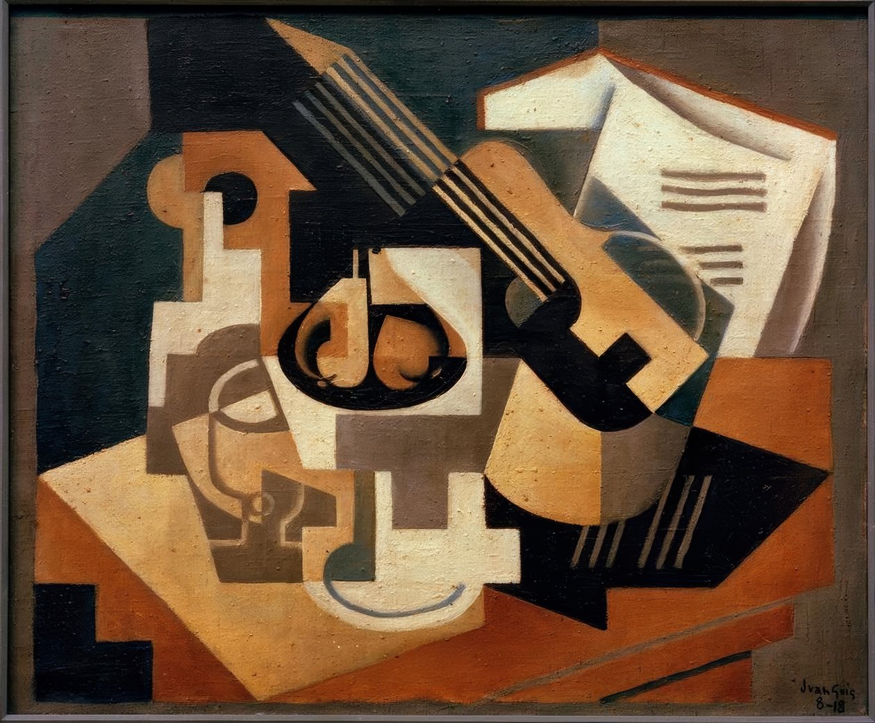 Gitar ve bir kase meyve by Juan Gris