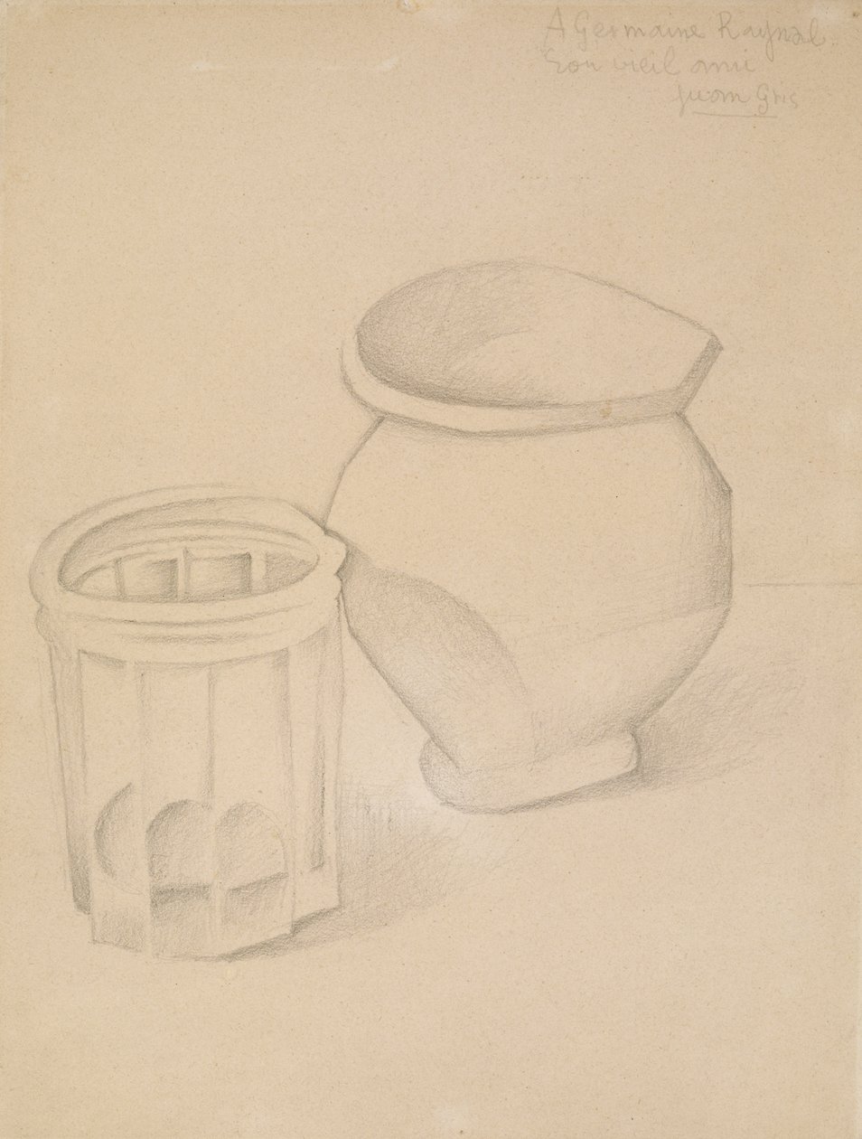 Cam ve Vazo, c.1911 (dokuma kağıt üzerine grafit) by Juan Gris