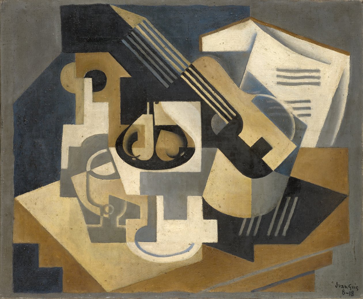 Masada Gitar ve Meyve Kasesi by Juan Gris