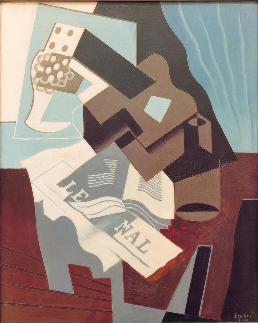 Gitar, kitap ve gazete by Juan Gris