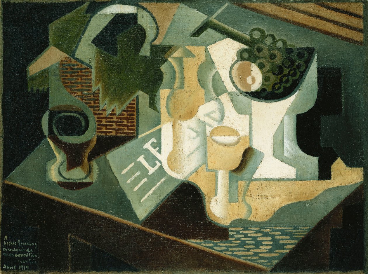 Bina Önündeki Masa; La Table Devant le Battiment, 1919 by Juan Gris