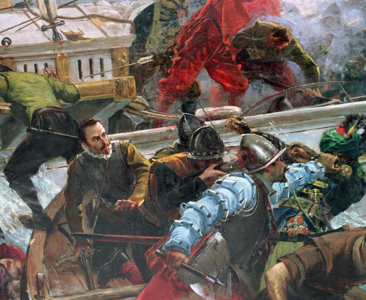 1571 İnebahtı Savaşı, askerlerin detayı by Juan Luna y Novicio
