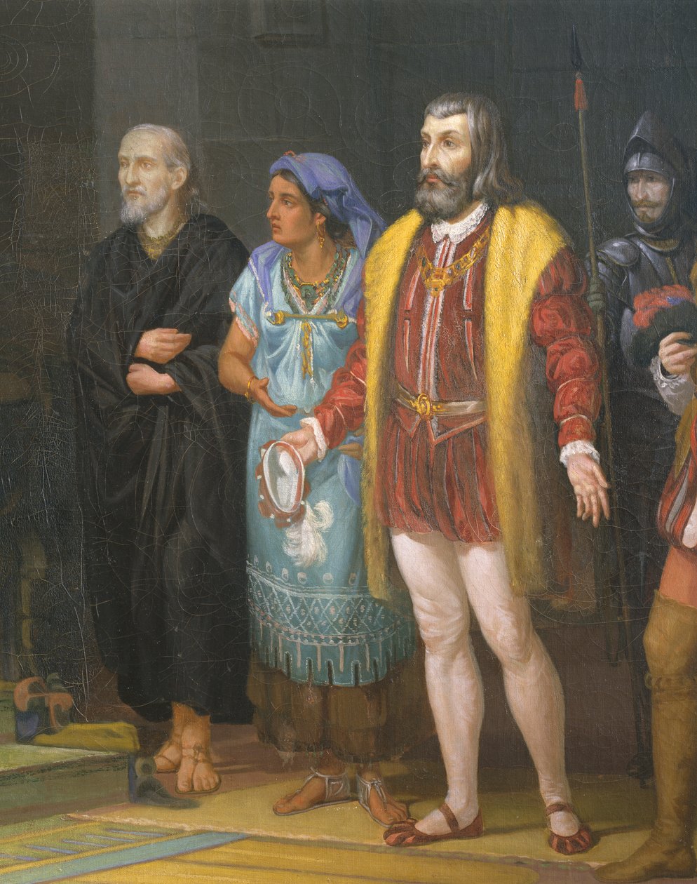 Hernan Cortes, Malinche ve Bartolome de Las Casas, detay, resim, Juan Ortega by Juan Ortega