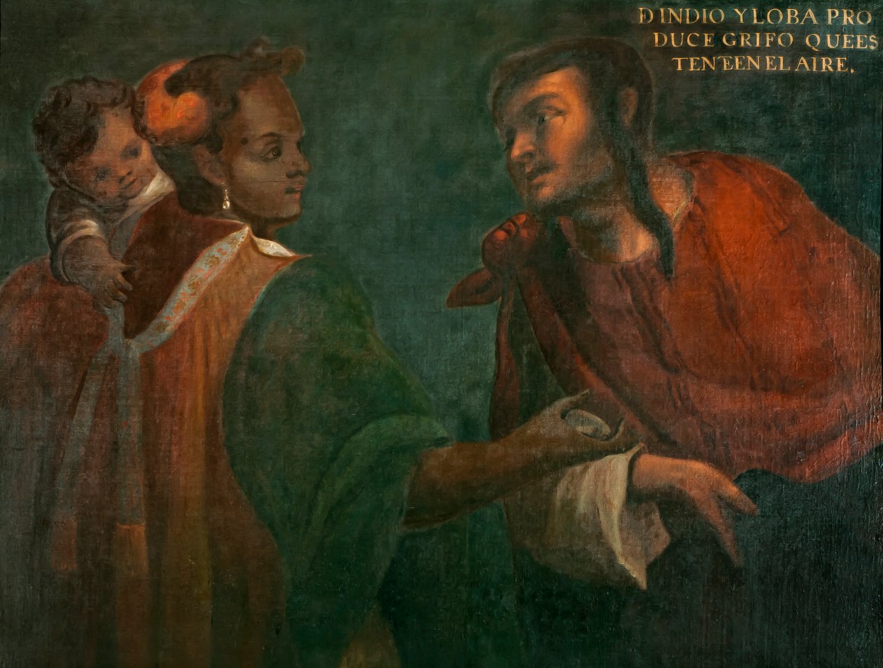 Kızılderili ve Kurt, Kendinizi Havada Tutun Bir Grifo Üretiyor, c.1715 by Juan Rodríguez Juárez