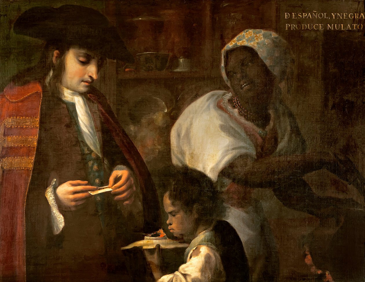 İspanyol ve Siyah Bir Melez Üretiyor, c.1715 by Juan Rodríguez Juárez