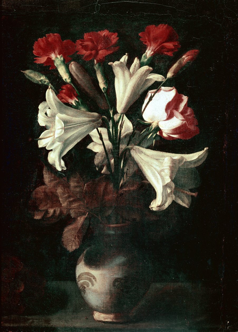 Florero (Vazoda Zambaklar ve Karanfiller) by Juan de (attr. to) Zurbaran