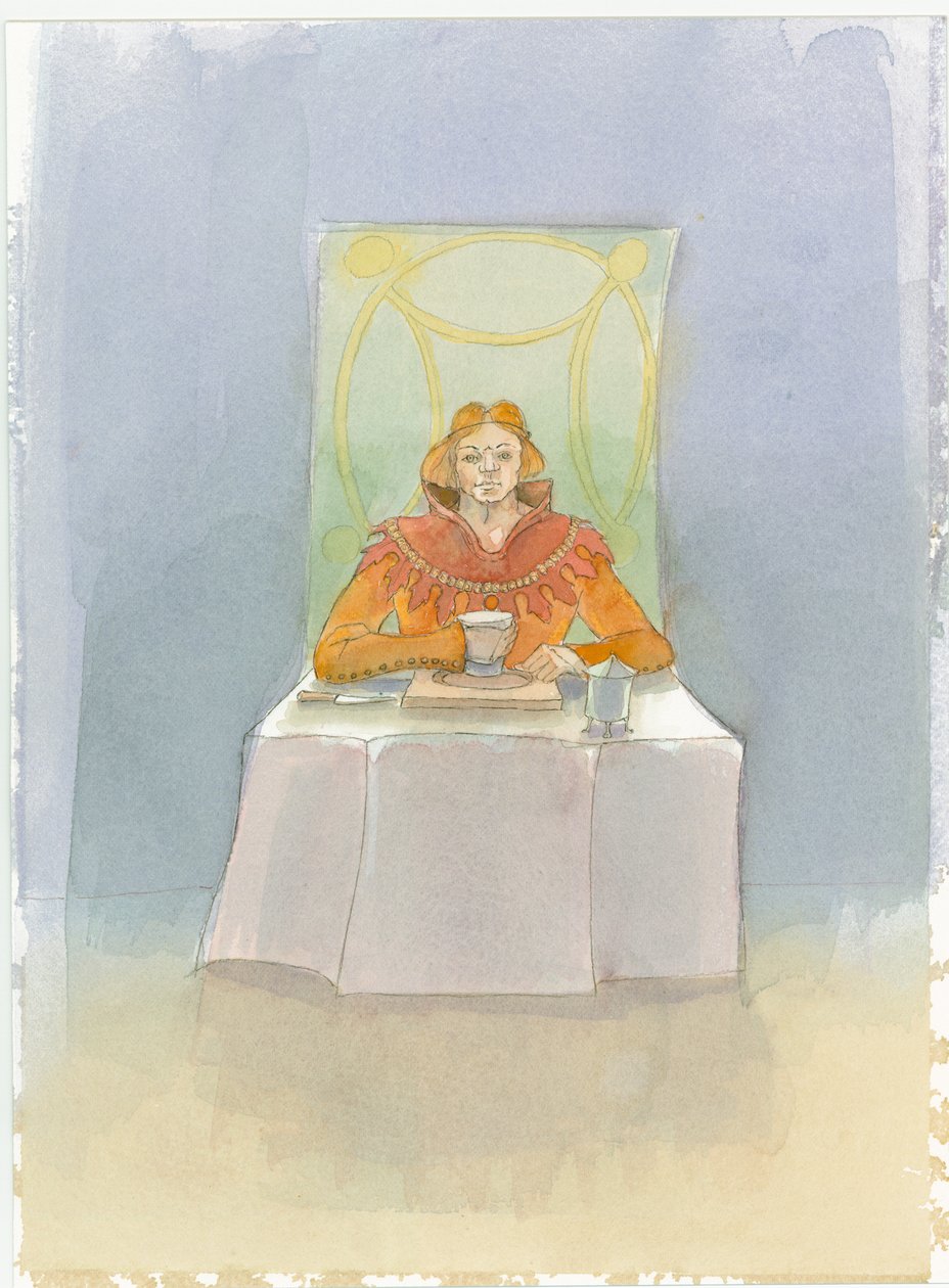 Bir ortaçağ lordu 2004 yılında bir masada oturuyordu. by Judith Dobie