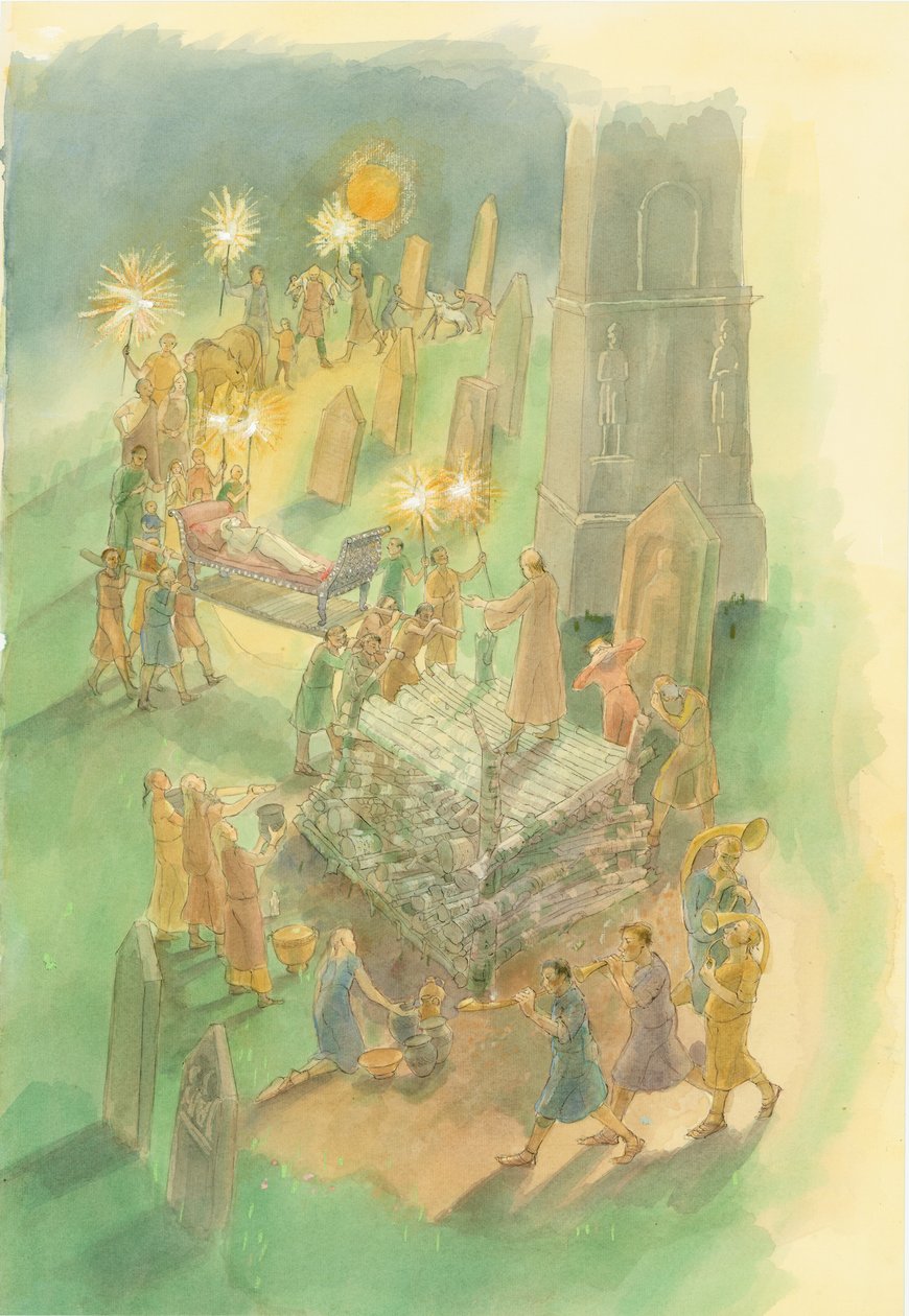 Cenaze alayı, Brougham Roma mezarlığı, Cumbria, 3. yüzyıl by Judith Dobie