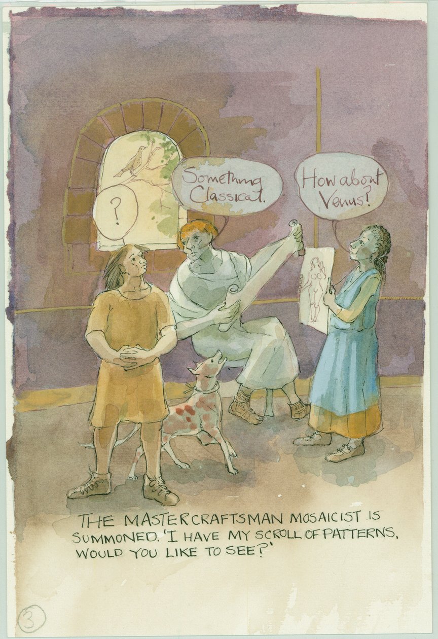 Usta bir zanaatkar ve mozaikçiyle konuşan iki karakter, 2003. by Judith Dobie