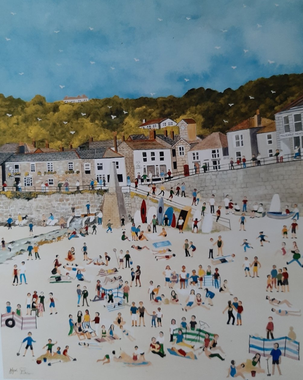 Fare Deliği Plajı, 2018 (kağıt üzerine guaj boya) by Judy Joel