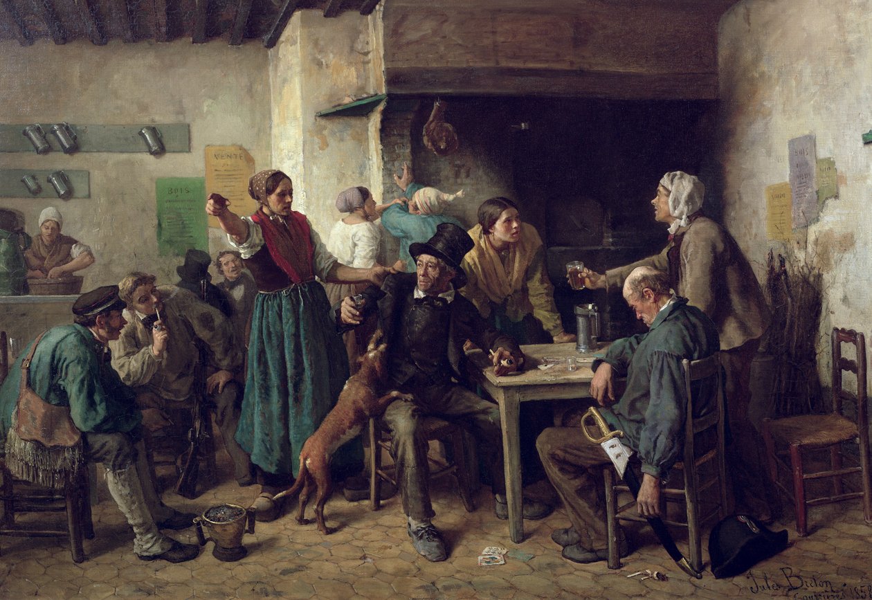 Wine Shop Monday, 1858  by Jules Breton