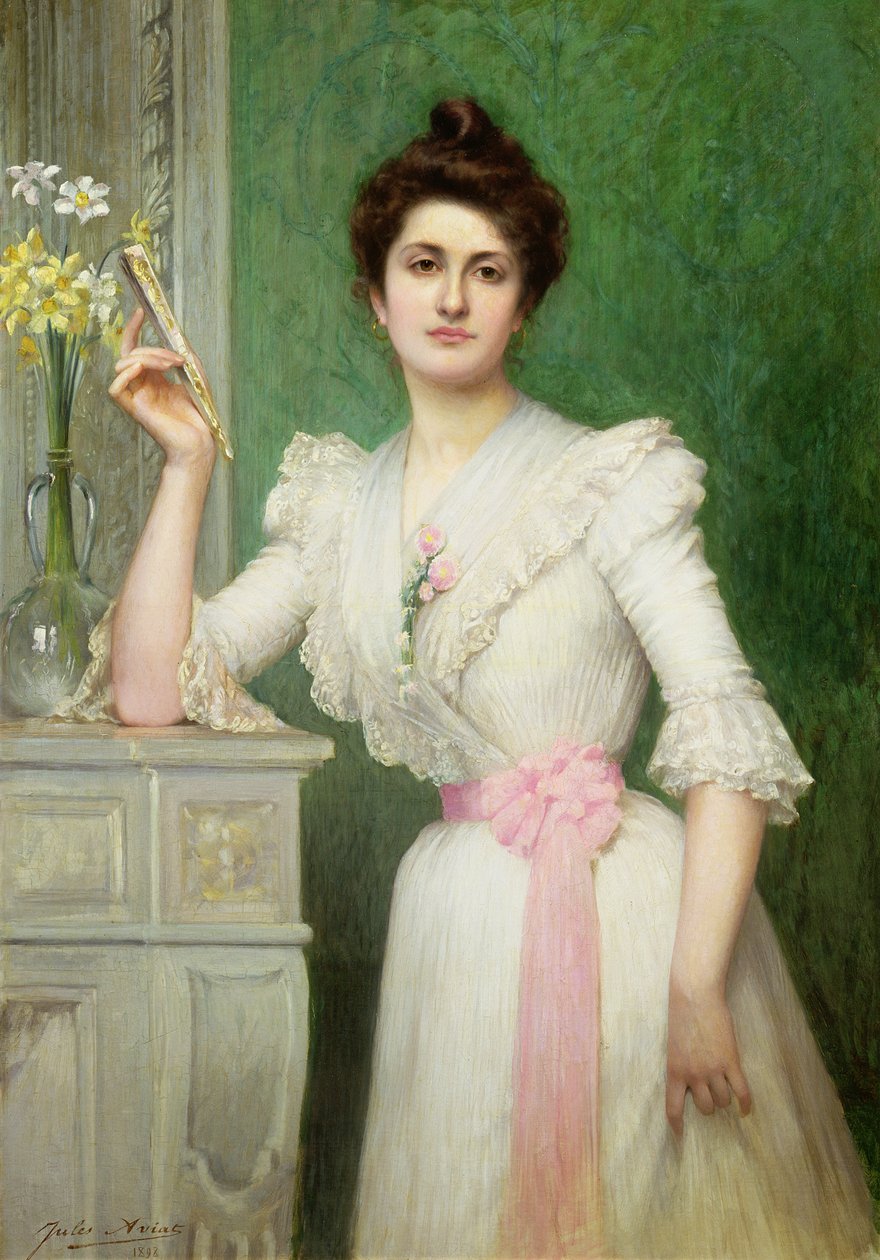 Bir yelpaze tutan bir bayanın portresi, 1898 by Jules Charles Aviat