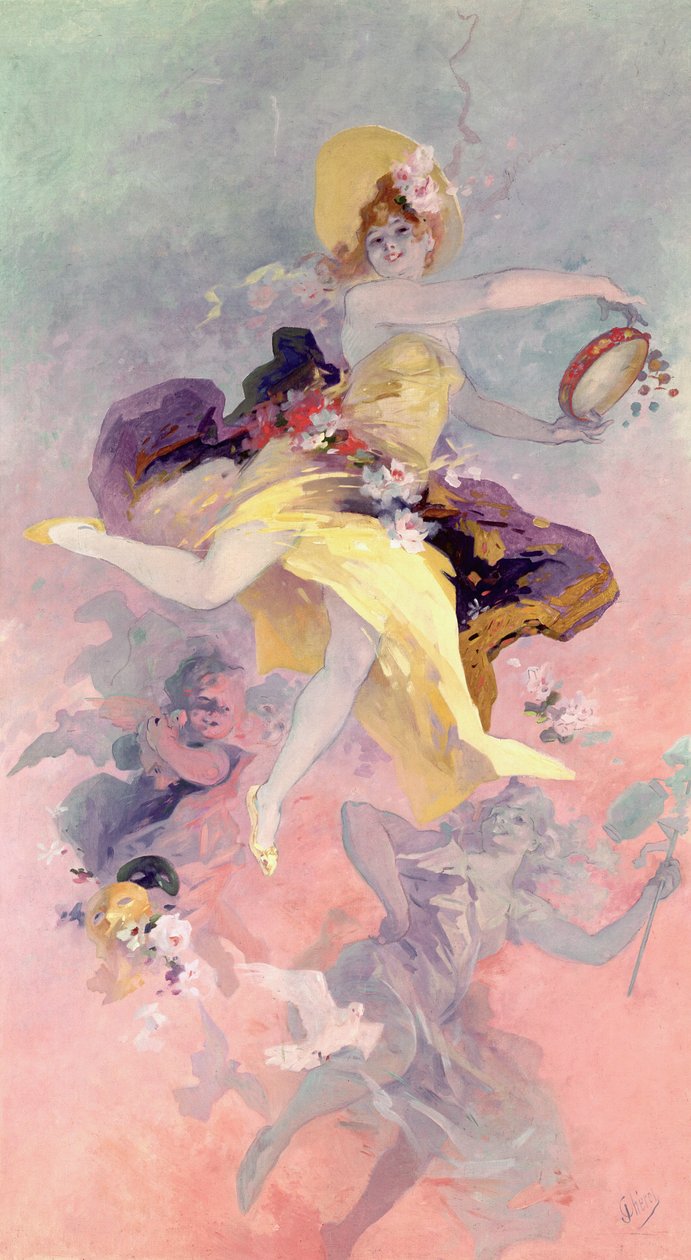 Bask Tefli Dansçı by Jules Cheret
