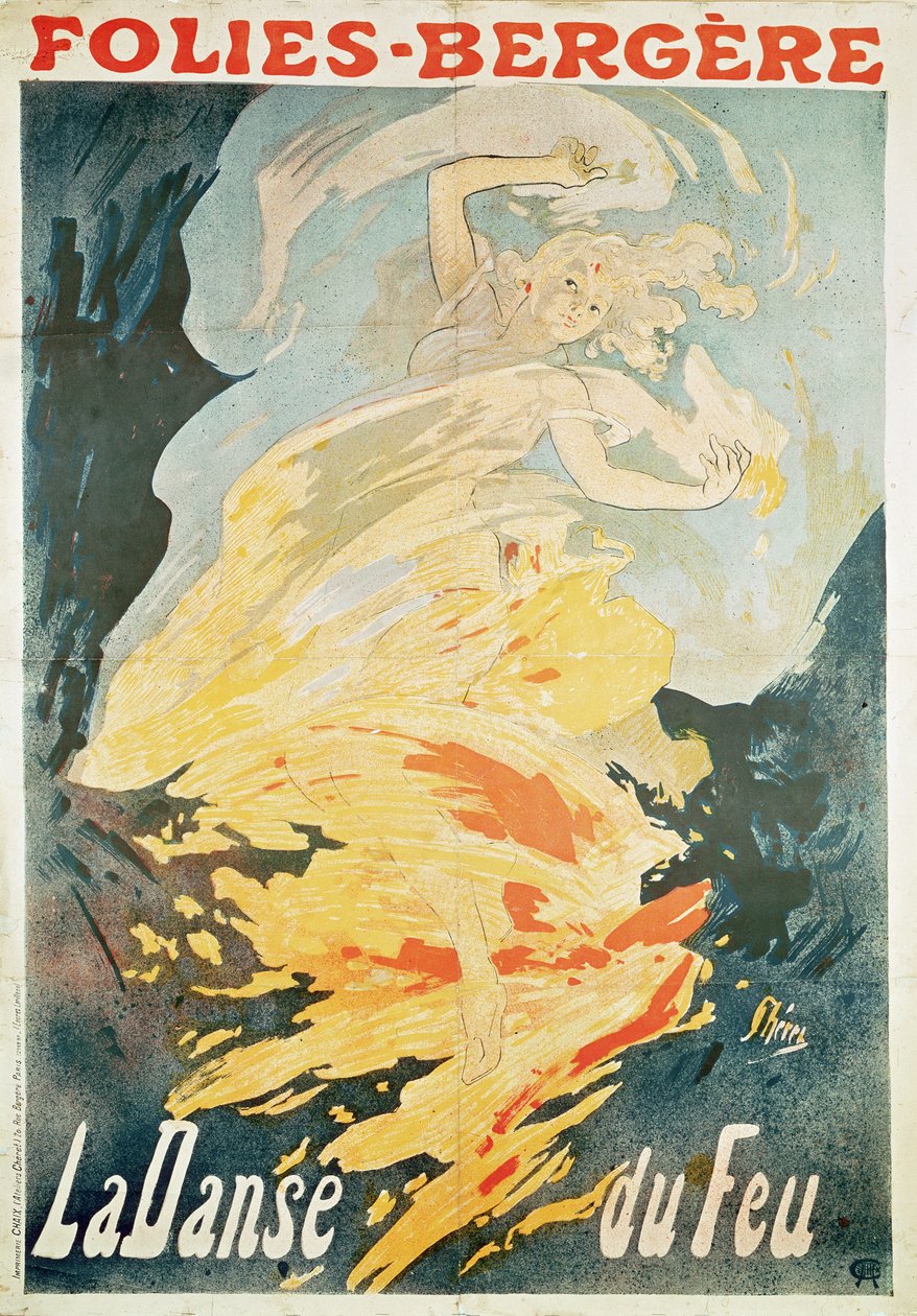 Folies Bergere: Ateşin Dansı, Fransa 1897 by Jules Cheret