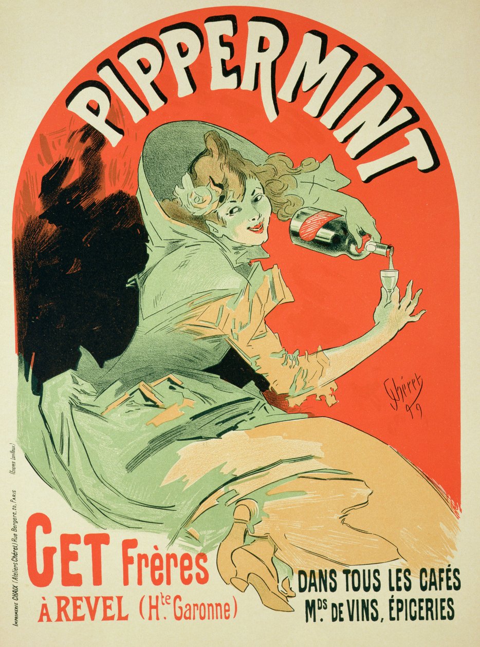 'Pippermint' reklamını yapan bir posterin reprodüksiyonu, 1899 by Jules Cheret