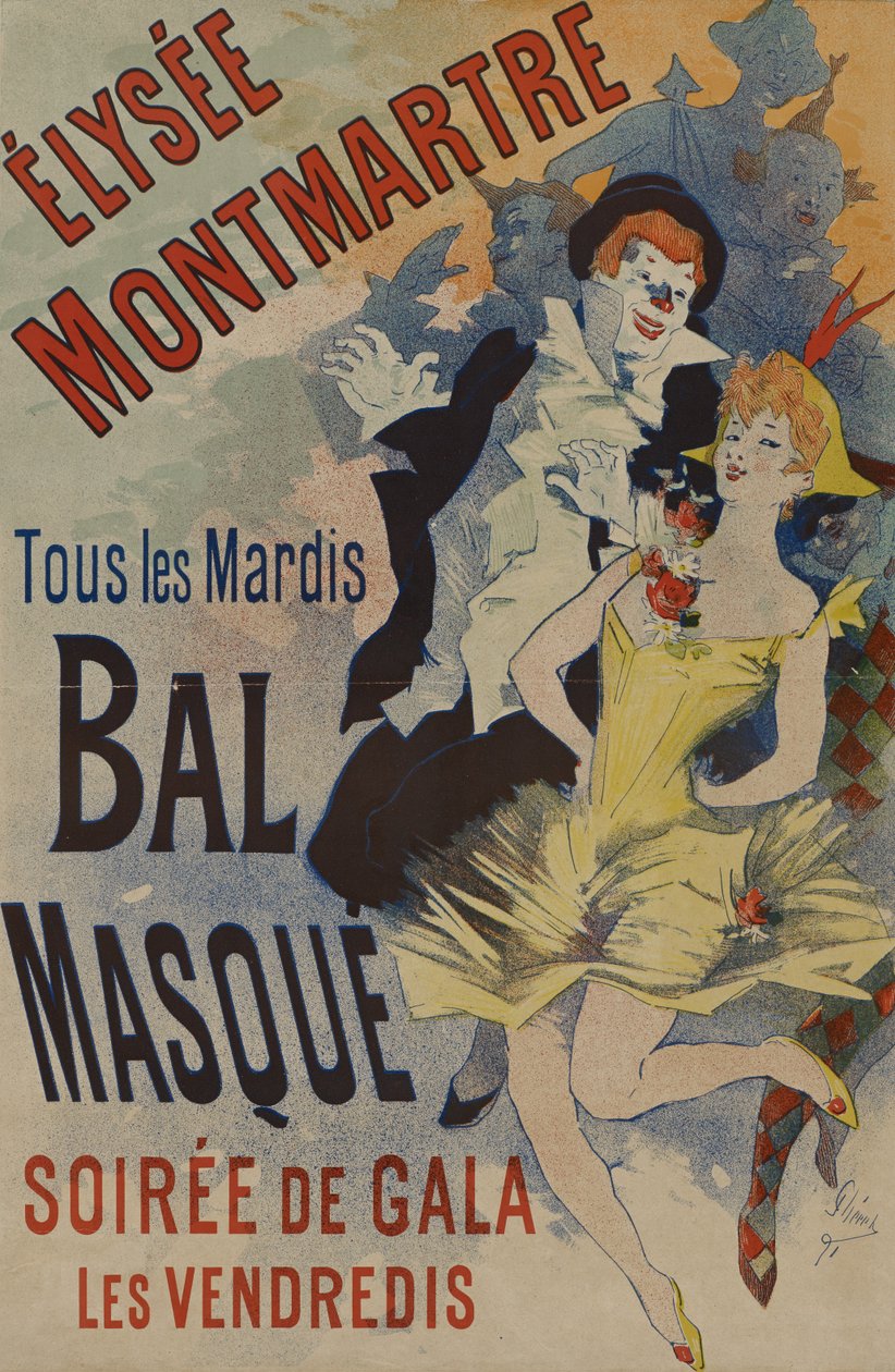 Élysée Montmartre: Bal Masque, published January 18, 1891 (colour litho on paper) by Jules Cheret