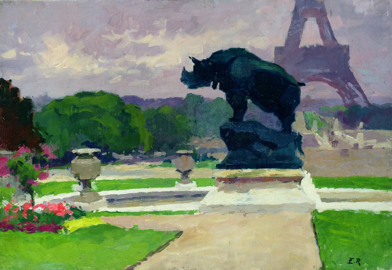 Trocadero Bahçeleri ve Gergedan, Jacquemart by Jules Ernest Renoux
