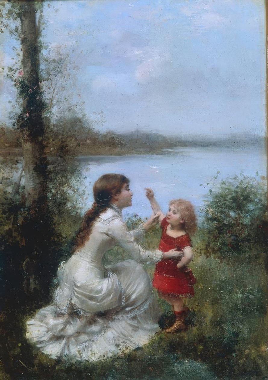 göl kenarında oynamak by Jules Frederic Ballavoine