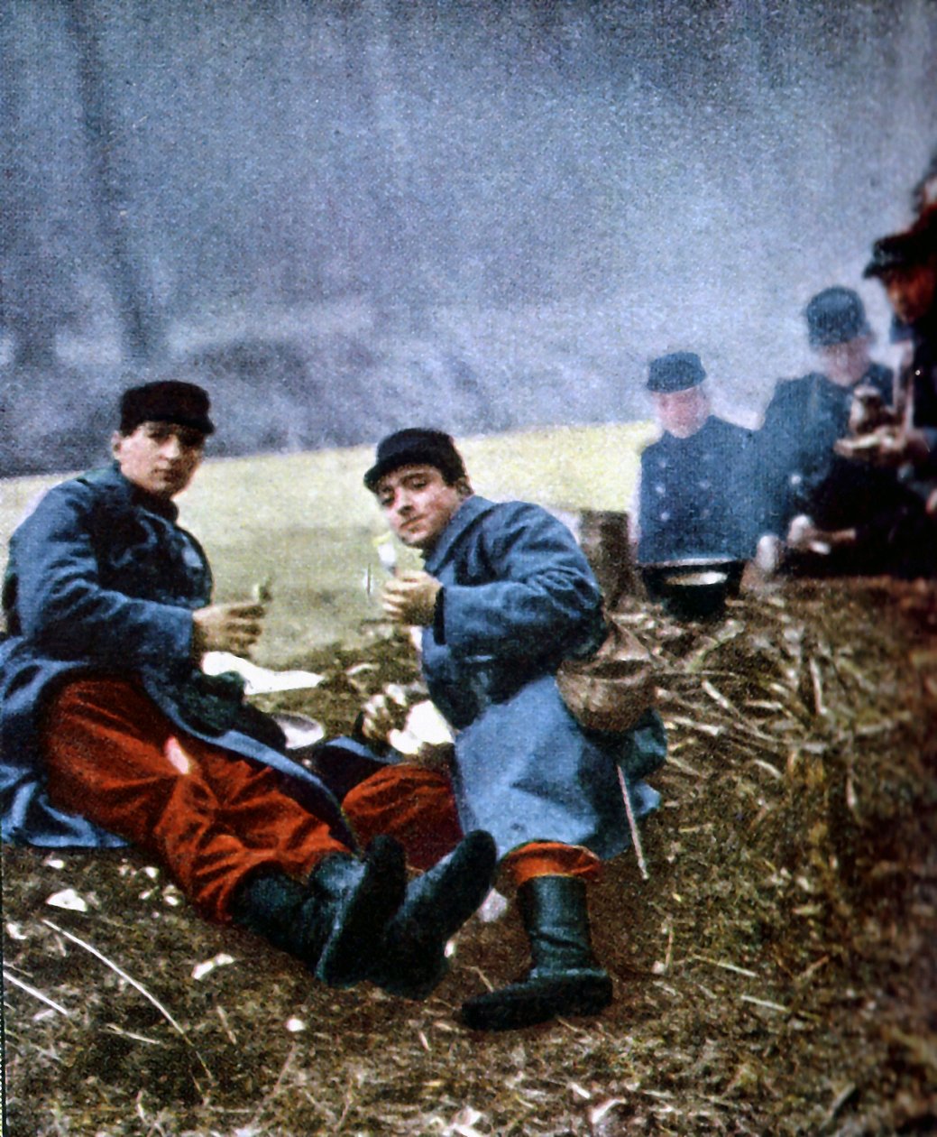 Fransız askerleri, Marne, Eylül 1914 (otokrom) by Jules Gervais Courtellemont