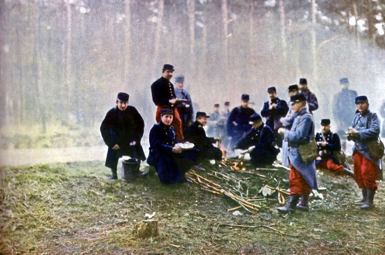 Fransız askerleri, Marne, Eylül 1914 (otokrom) by Jules Gervais Courtellemont