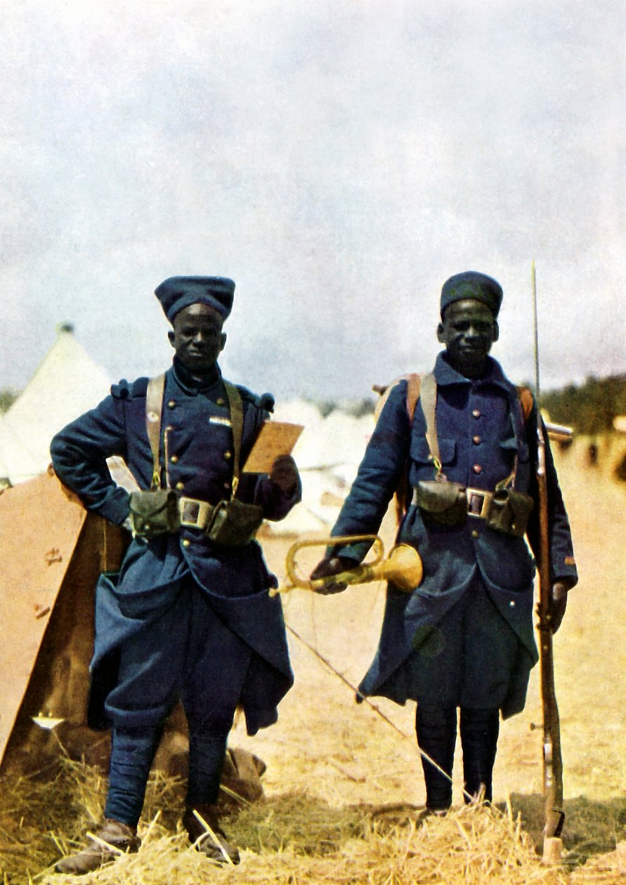 Paris'in doğusundaki Marne Savaşı sırasında Senegalli tüfekçiler, Eylül 1914 (otokrom) by Jules Gervais Courtellemont