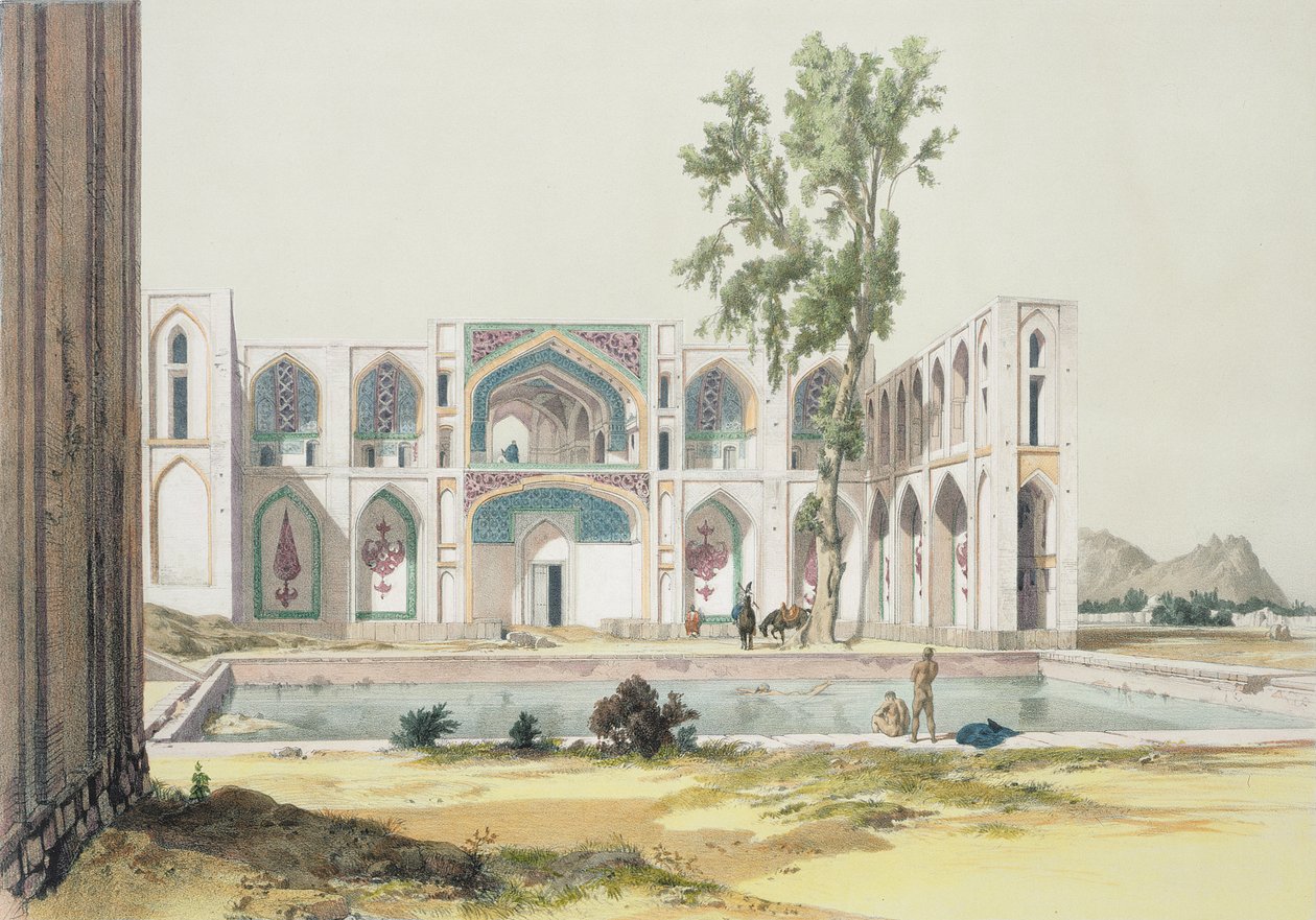 İsfahan'daki Tchar-Bag Sarayı, İran, 'Türkiye ve İran'da Bir Yolculuk'tan 99 numaralı levha, sanatçı tarafından oyulmuş by Jules Joseph Augustin Laurens