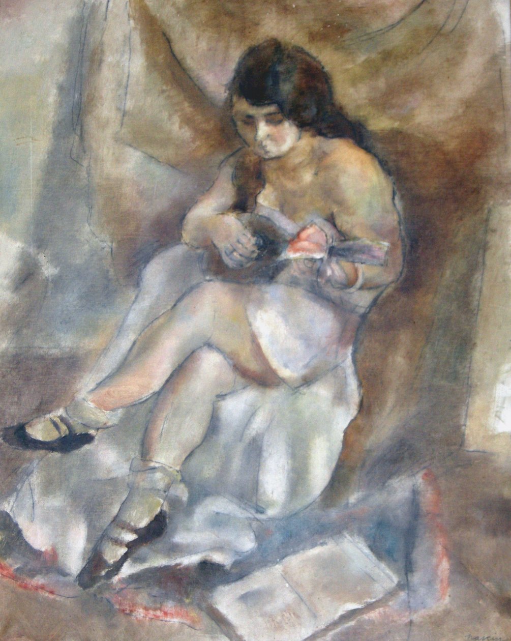 ಮ್ಯಾಂಡೋಲಿನ್ ಟರ್ಕ್ ಹೊಂದಿರುವ ಮಹಿಳೆ by Jules Pascin