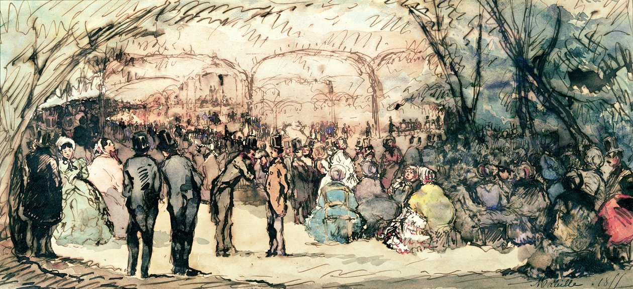 The Bal Mabille (pen und ink and wc on paper) by Jules de Goncourt