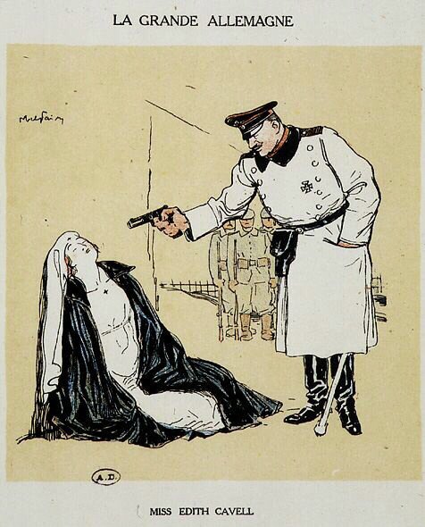 Almanlar tarafından idam edilen Bayan Edith Cavell, Abel Faivre'nin (1864-1945) fotoğrafı. by Jules Abel Faivre
