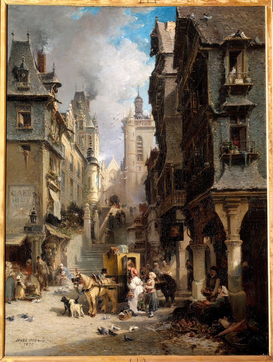 A rue de Morlaix in 1830 Jules Achille Noel (1815-1881) tarafından tablosu 1830 Quimper, Güzel Sanatlar Müzesi by Jules Achille Noel