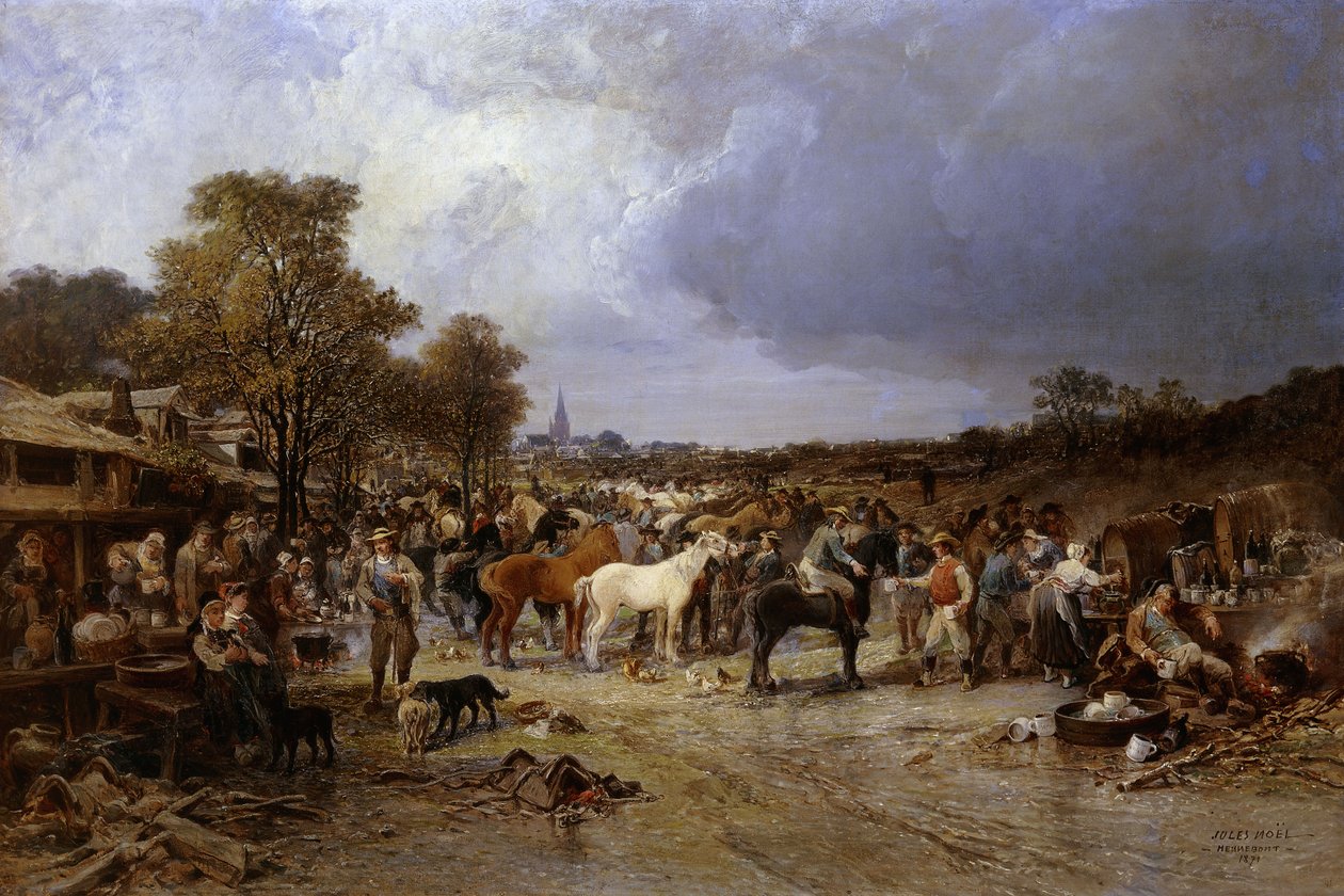 Honnebont'taki At Pazarı, 1871 by Jules Achille Noel