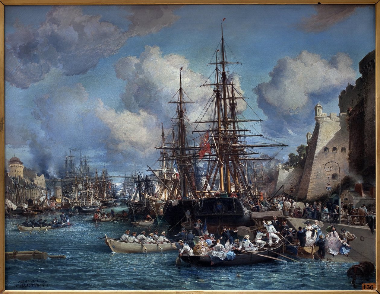 1864 yılında Brest limanı (Fransa). Jules Noel (1815-1881) tarafından yapılan resim. Tuval üzerine yağlıboya by Jules Achille Noel