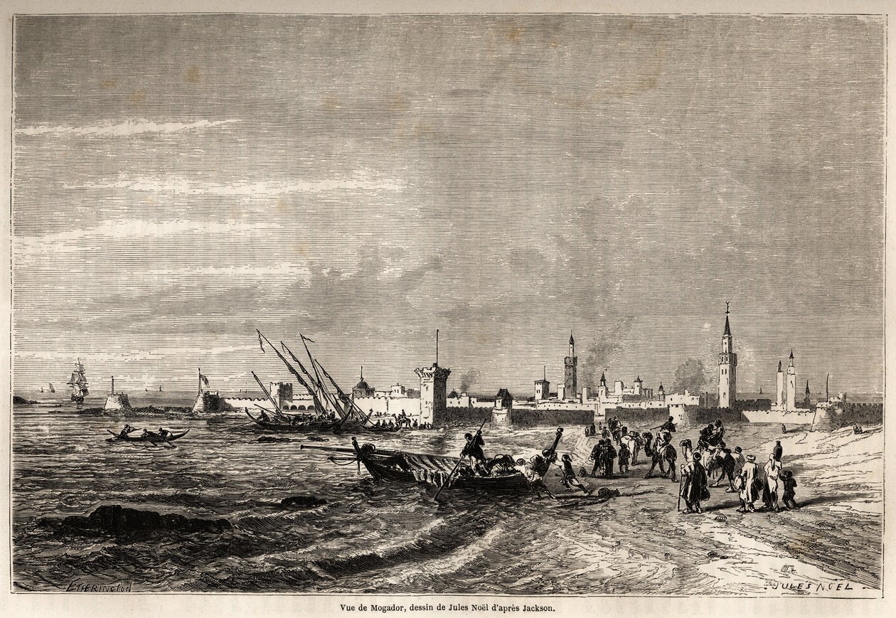 Jules Noel (1810-1881) tarafından Bay F. Schickler'ın 1860'ta Fas'a yaptığı yolculuk. “” Le tour du monde, nouveau dergi des voyages” Paris'te gravür by Jules Achille Noel