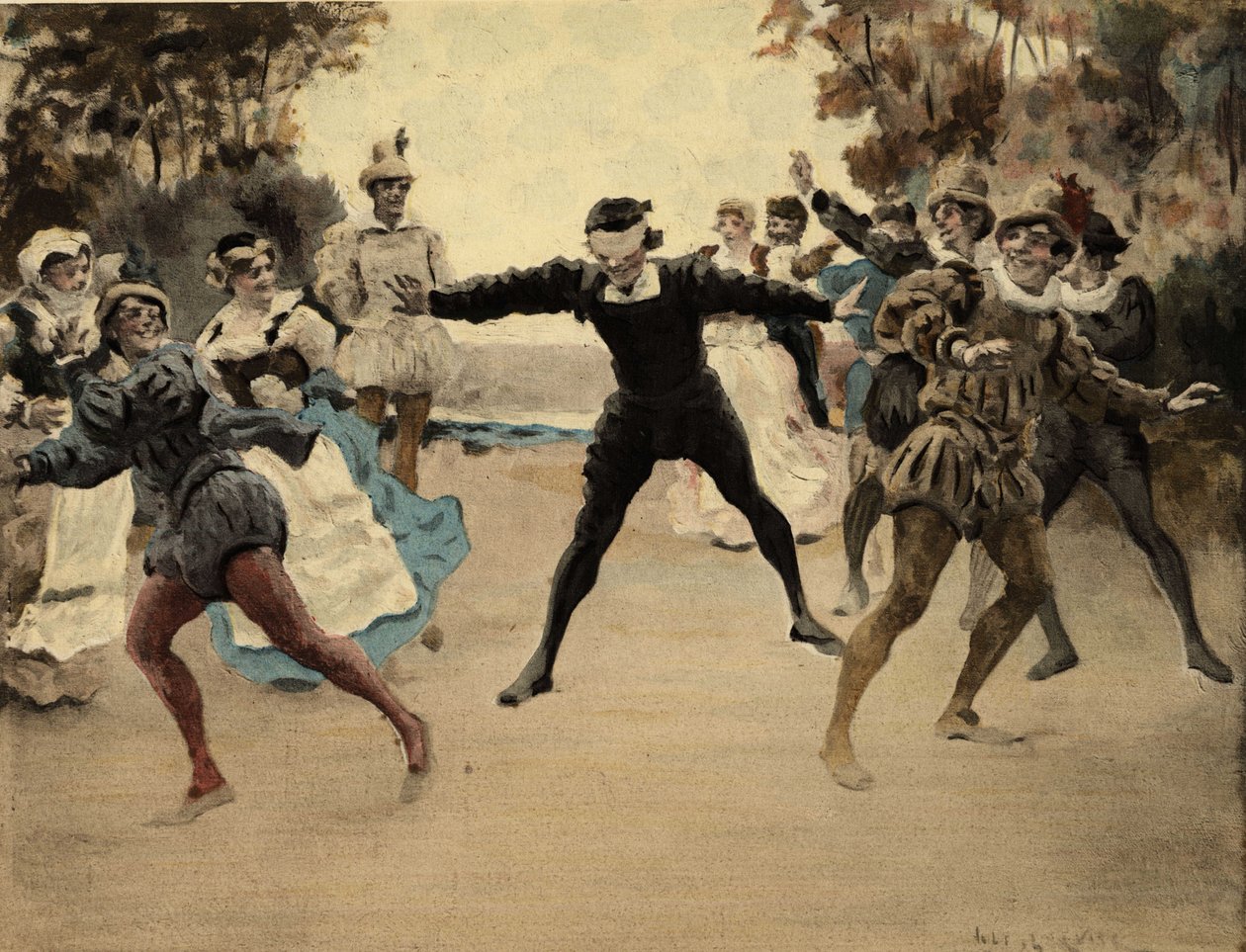 Colin Maillard oynayan erkekler ve kadınlar. Gargantua. Jules Garnier tarafından çizilmiştir. "Rabelais et l