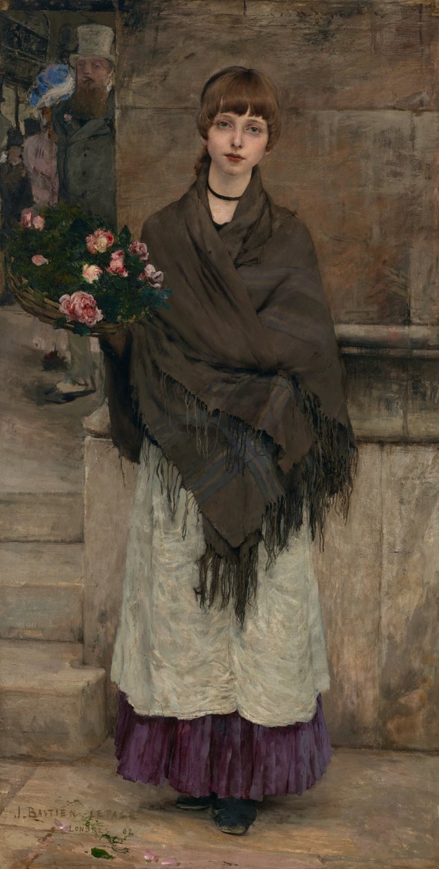 Londra'da çiçek satıcısı by Jules Bastien Lepage