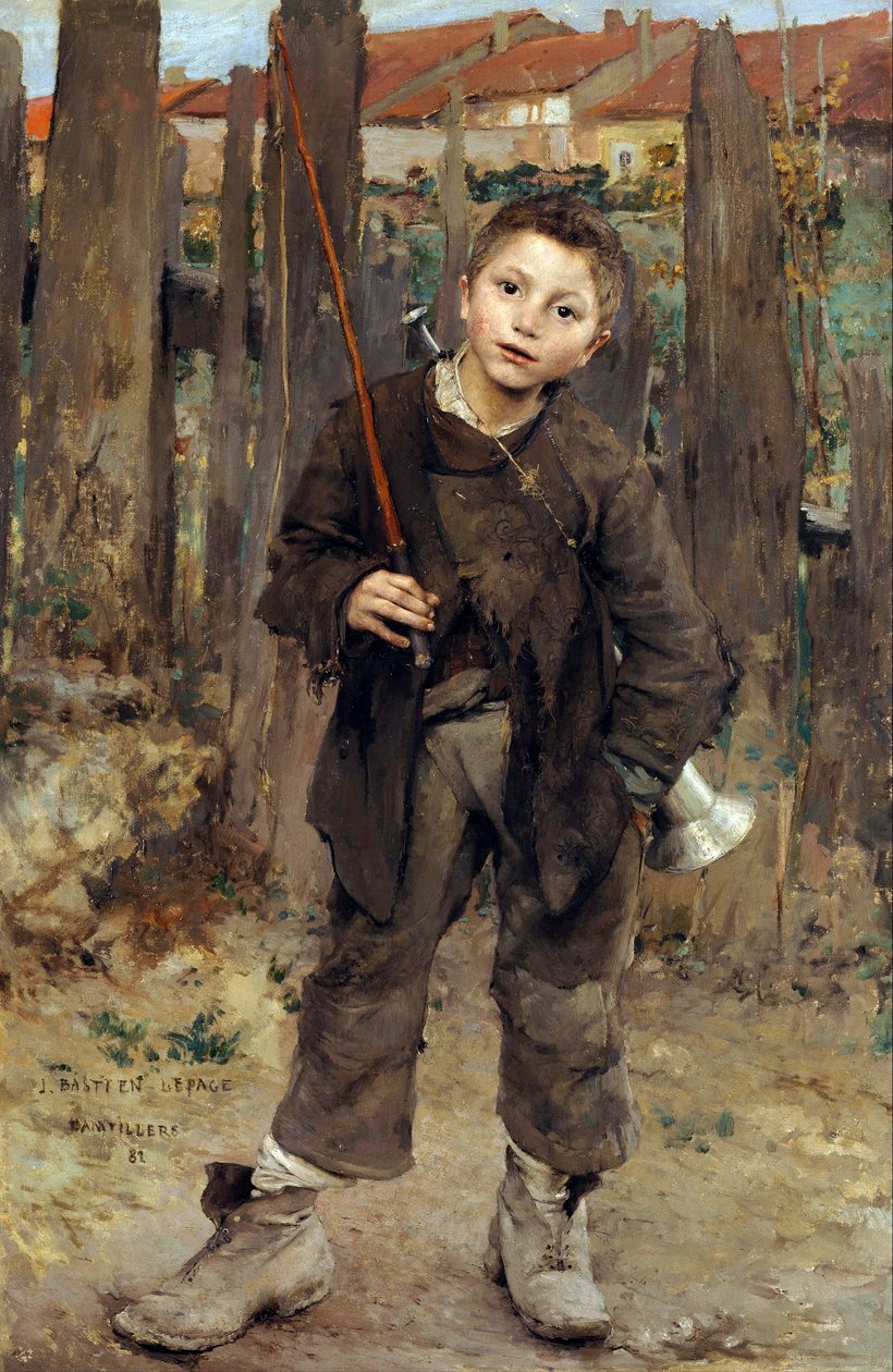 Pas Meche (Hiçbir Şey Yapmıyor) Mavnaları çeken çekici atlarla çalışan küçük çocuk resmi Jules Bastien-Lepage (Bastien Lepage) (1848-1884) - 1882 - Tuval üzerine yağlıboya Dim 132.1x89,5 cm National Gallery of Scotland, Edinburgh by Jules Bastien Lepage