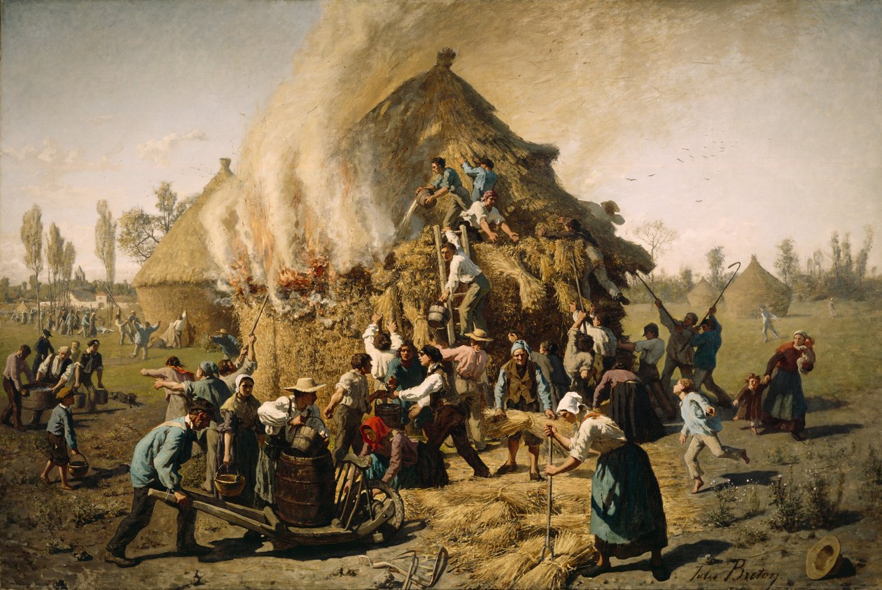 Samanlıkta Yangın, 1856 by Jules Breton